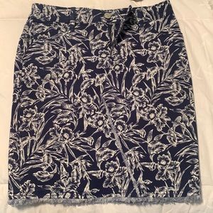 Denim-type skirt. Hits right above the knee. Worn once